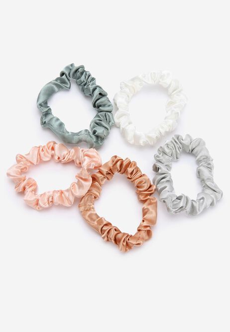 Womens 5pk Pink Skinny Scrunchies