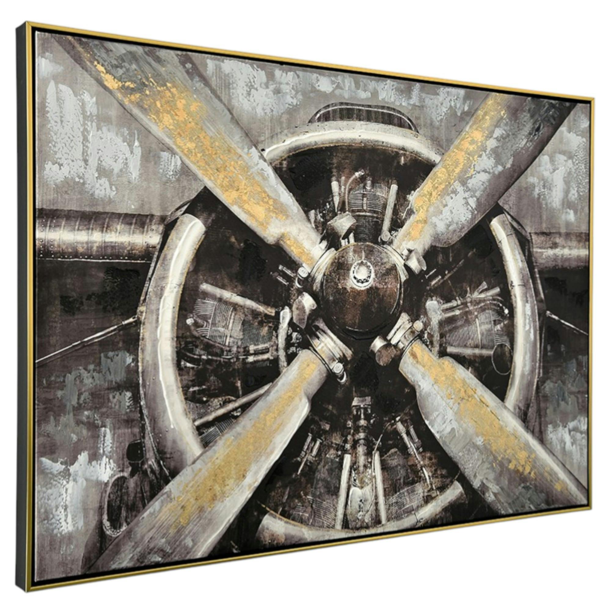 Tableau vintage réacteur d'avion cadre doré