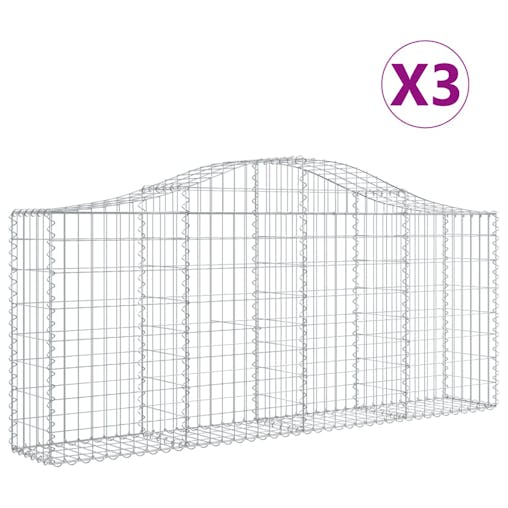 NNEVL Arched Gabion Baskets 3 pcs 200x30x80/100 cm Galvanised Iron