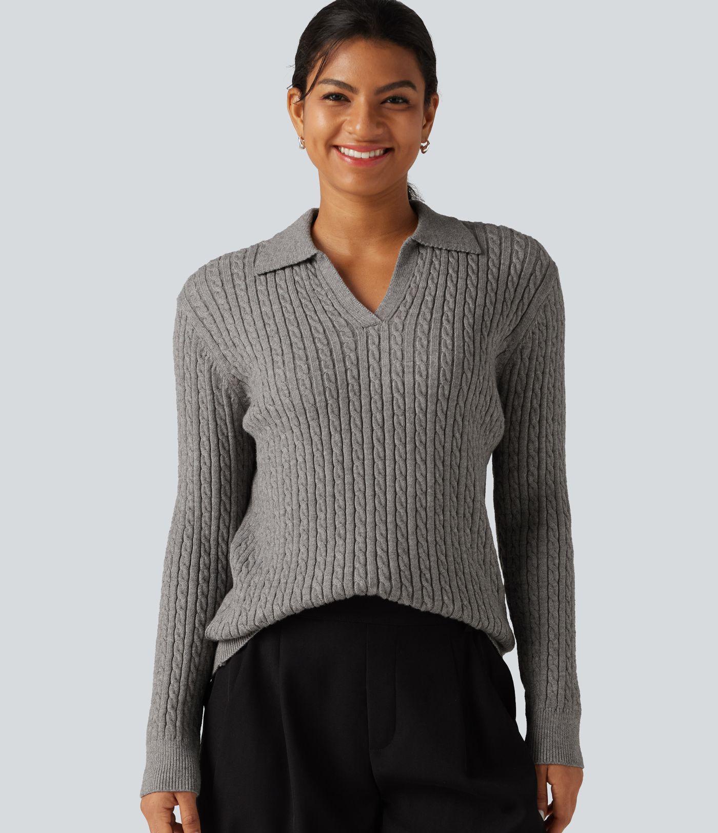 Pull de bureau à col revers et manches longues