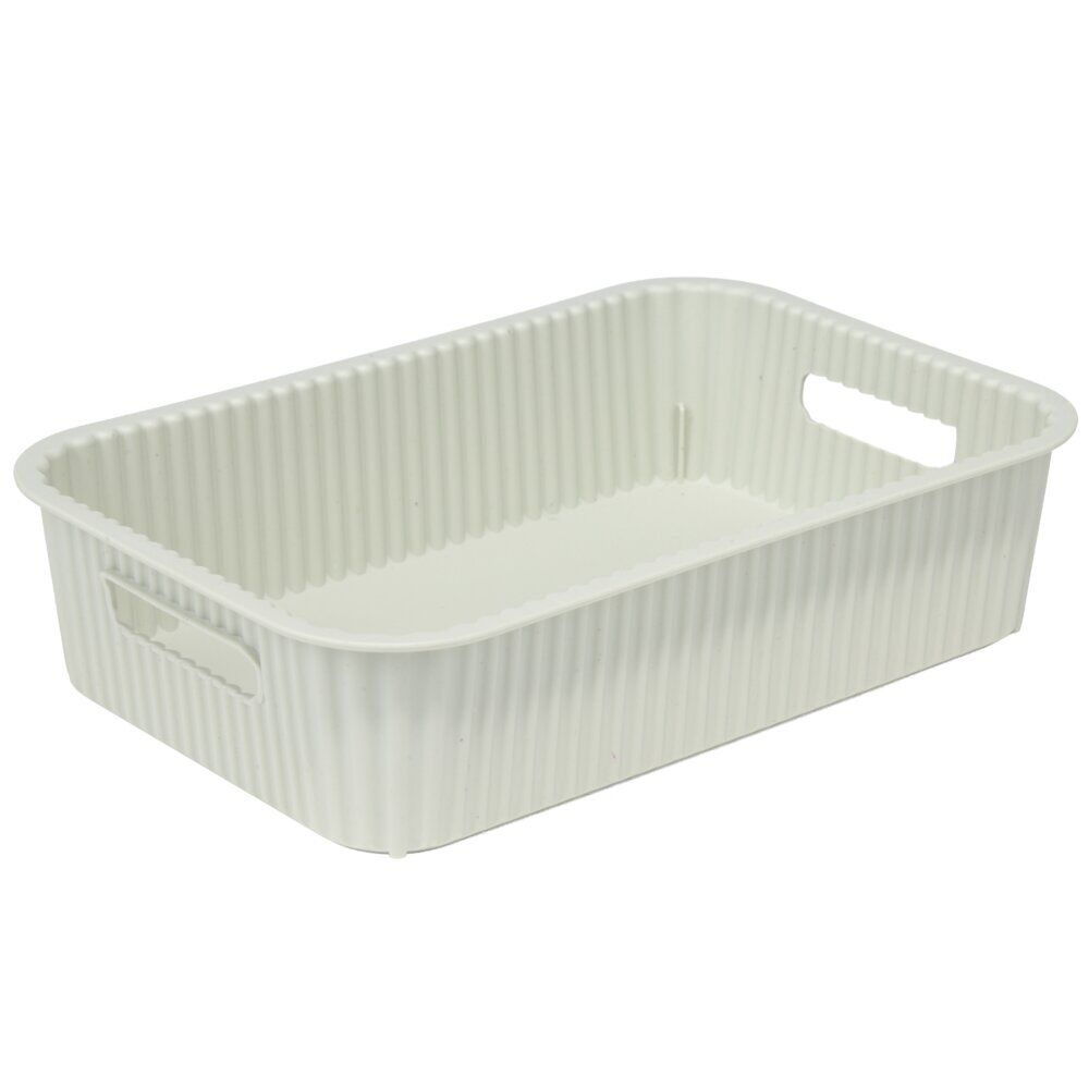 Panière de rangement 2L rectangulaire plastique blanc 25,5x17xH6cm