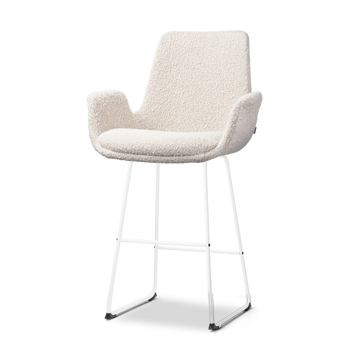 Nolon Nino-Eef Barkruk Bouclé Beige - met Armleuning - Wit - 65 cm