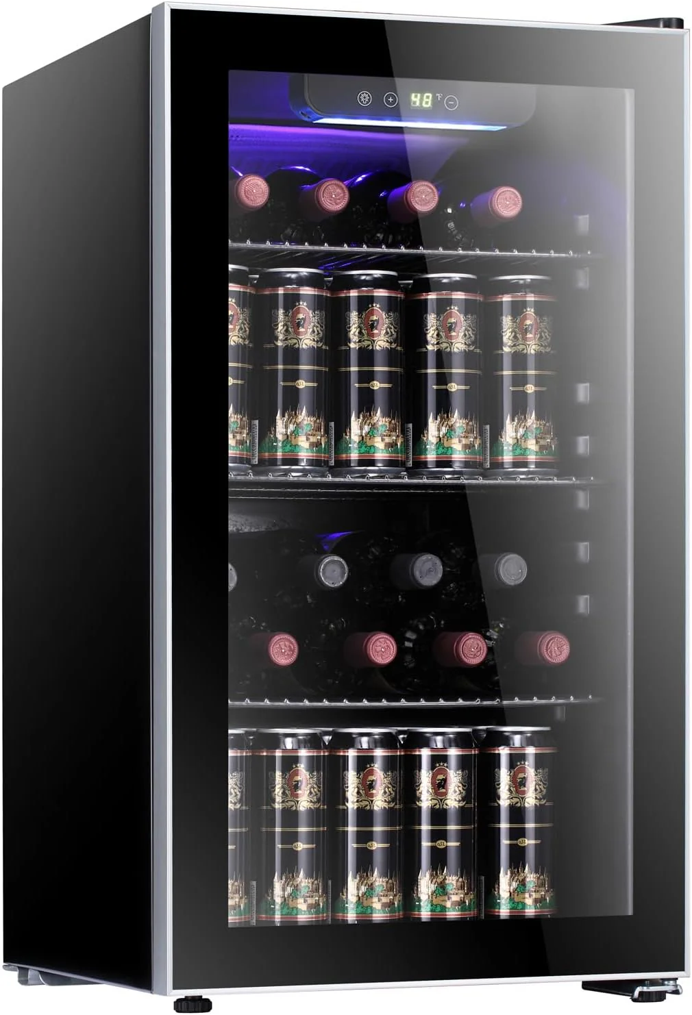 Antarctic Star 36 Bottle Wine Cooler/Cabinet BeverageRefrigerator Small Mini Wine Cellar Beer Soda Bar Fridge Quiet Operation Compressor Adjust Temperature Freestanding Black, 4.4 Cu. ft(3.2 Cu. ft)