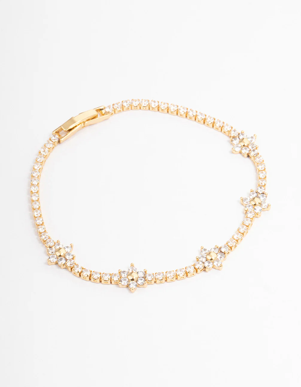 Gold Plated Flower Cup Chain Tennis Bracelet