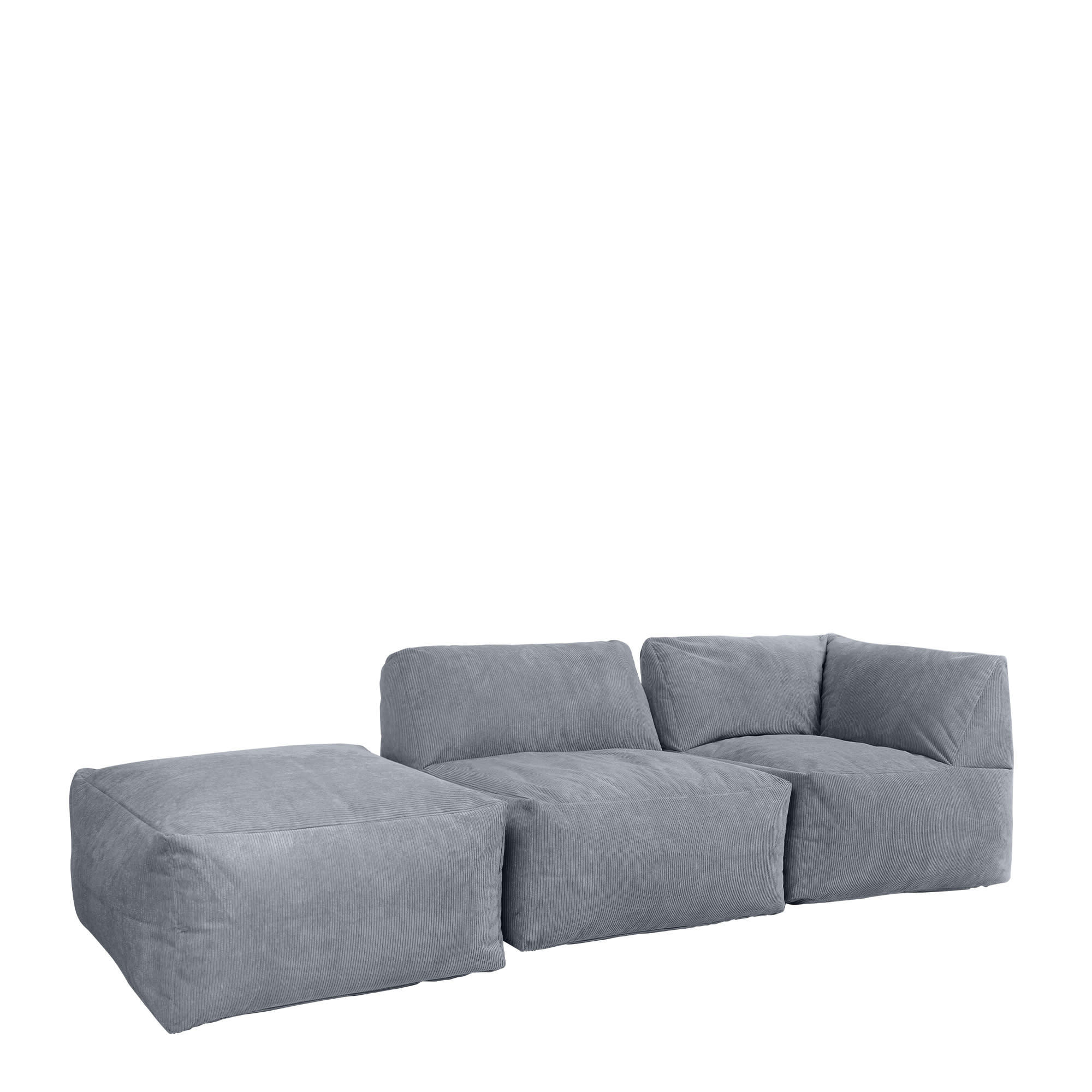 TETRA - Pouf modulable sofa velours côtelé gris
