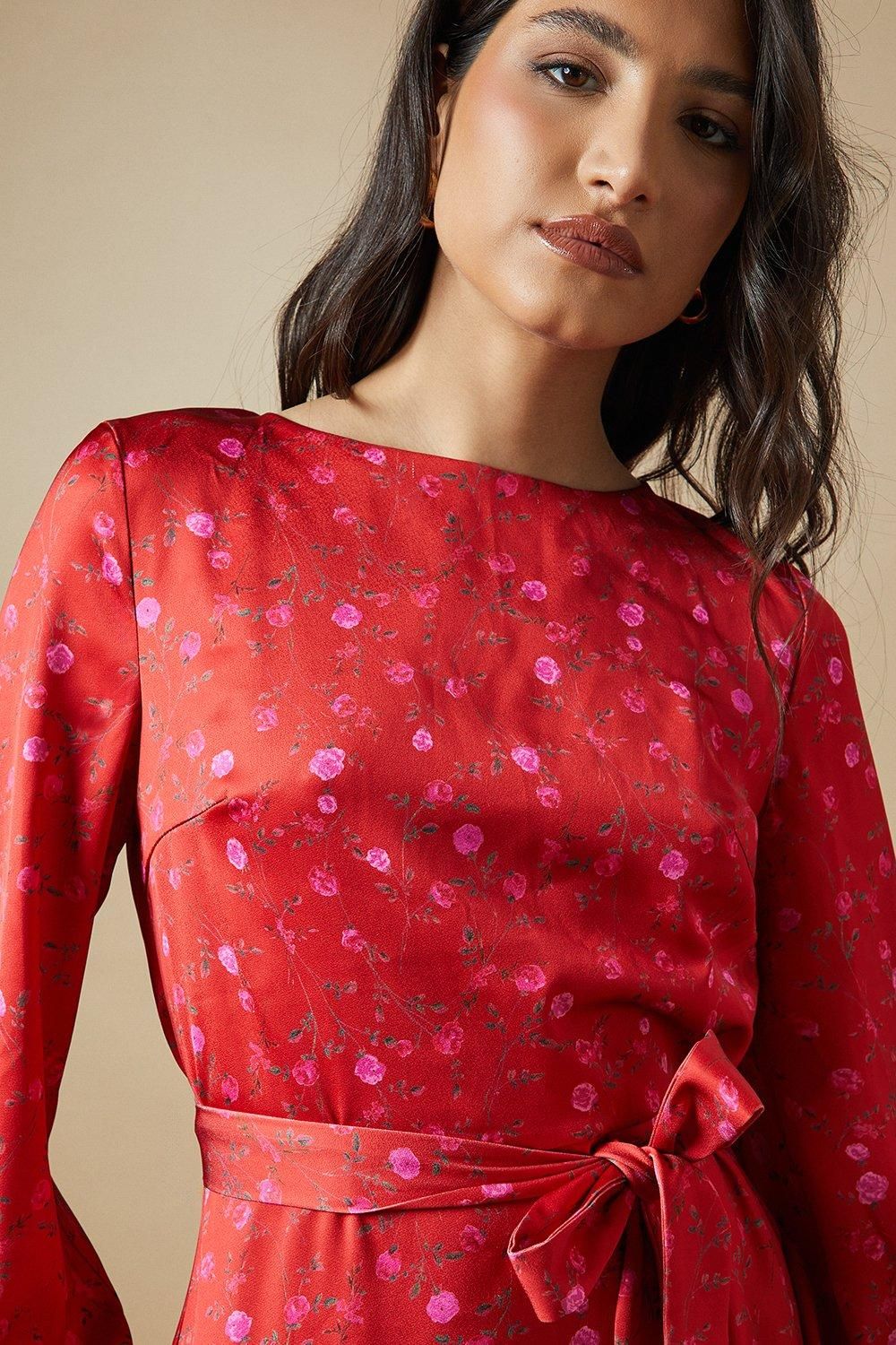 Oasis Occasion Floral Satin Cowl Mini Dress
