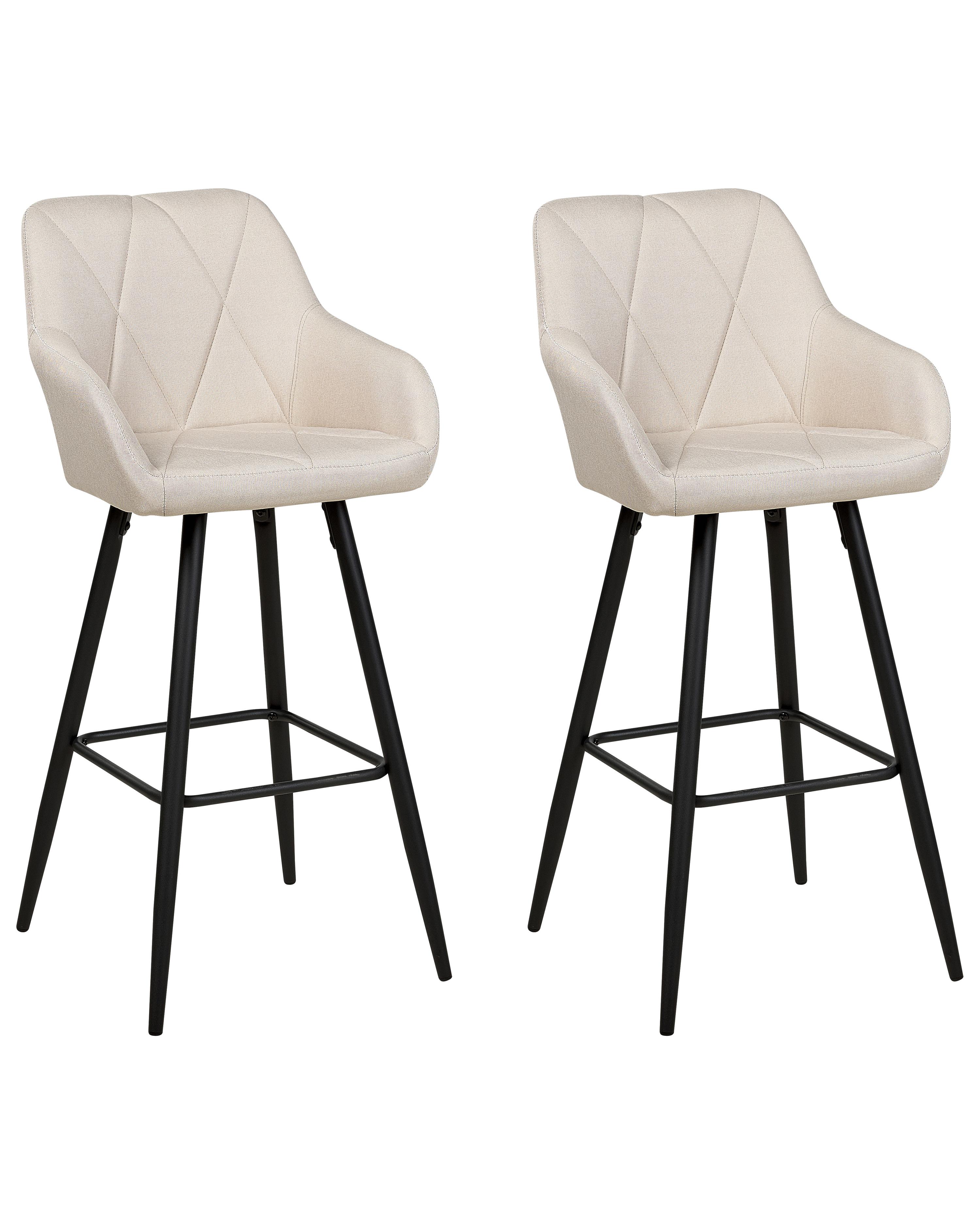 Set of 2 Bar Chairs DARIEN Light Beige