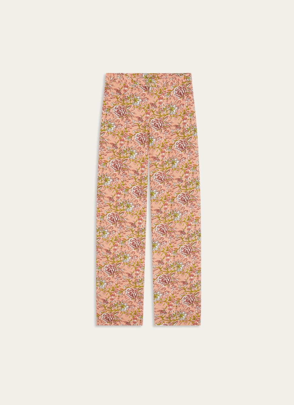 PANTALON EN VISCOSE IMPRIMÉE FLORAL NOUR CORAIL