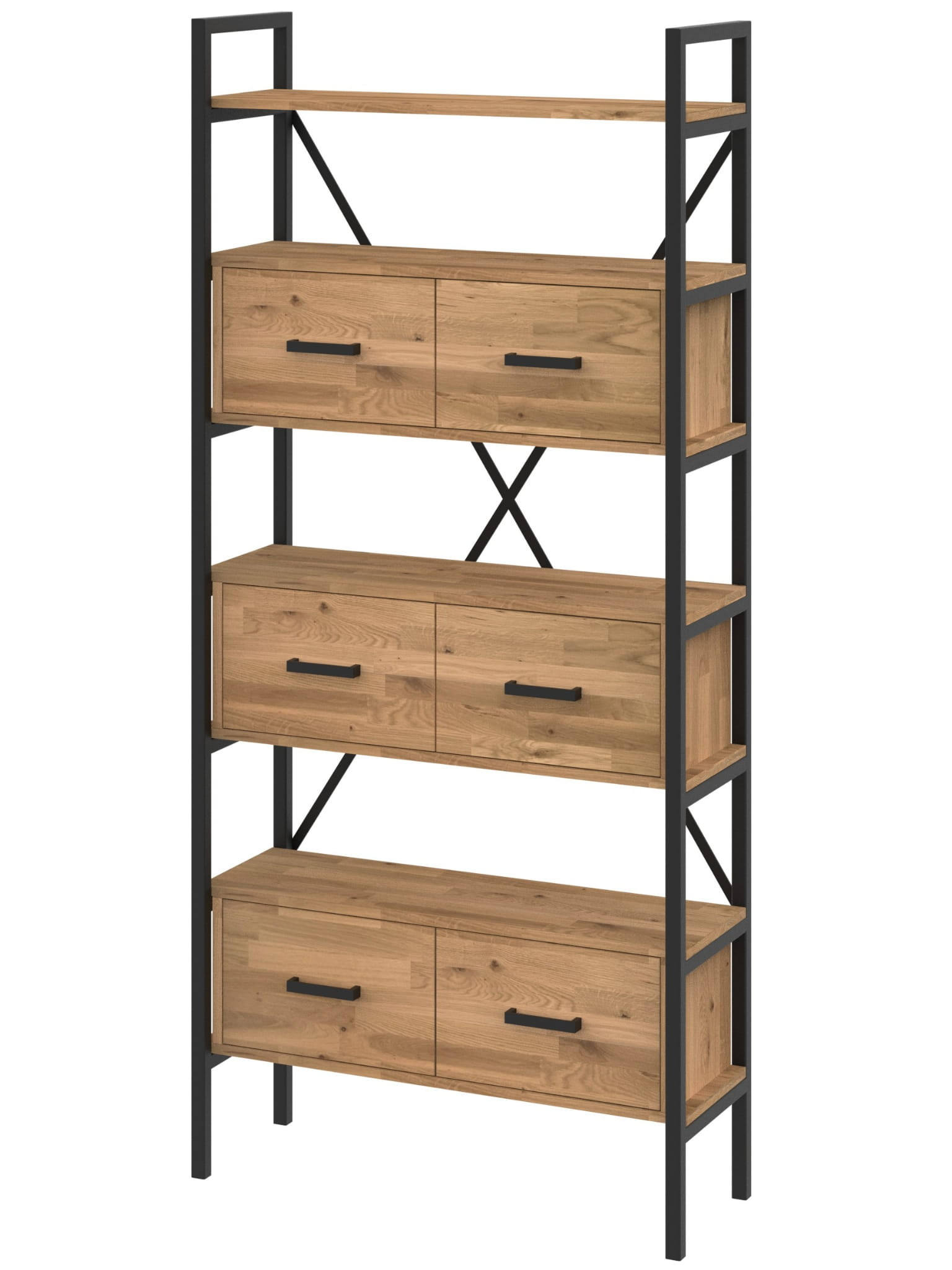 Regał dębowy Medium-Cabinet 220x80x30 cm LOFT z drzwiczkami K1-3