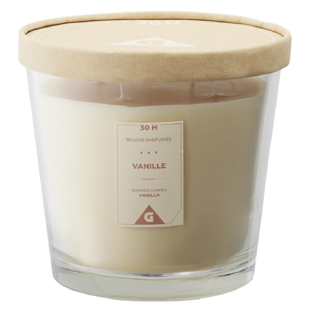 Bougie parfumée dans verre senteur vanille Ø13,5xH12,5cm 30H