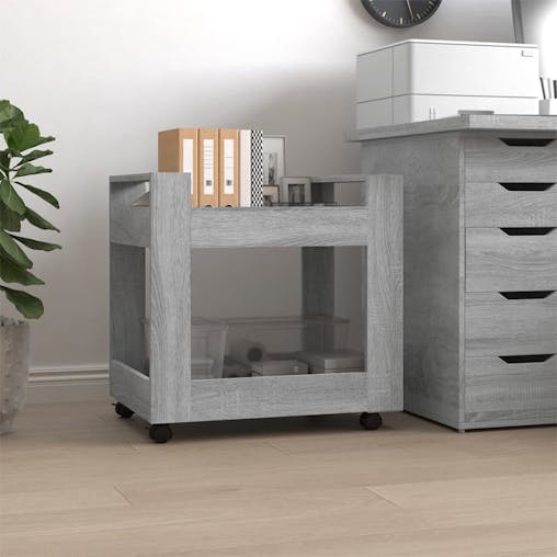 NNEVL Desk Trolley Grey Sonoma 60x45x60 cm Engineered Wood