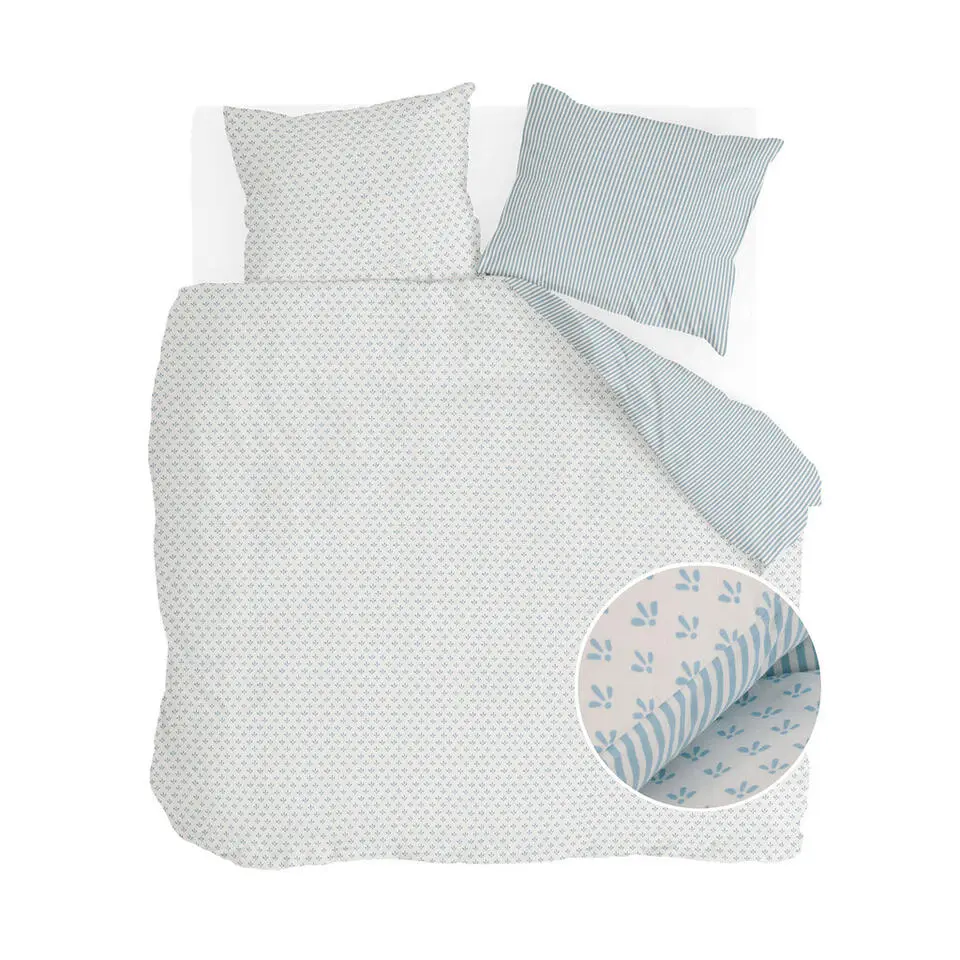 Walra - Dekbedovertrek Warm Whispers - 240x220 cm - Off White / Blauw