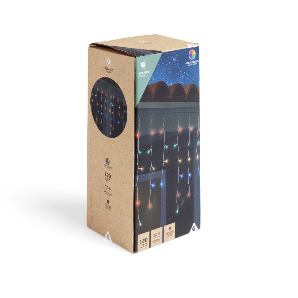 Bordure de toit solaire 120LED multicolores 3,1m