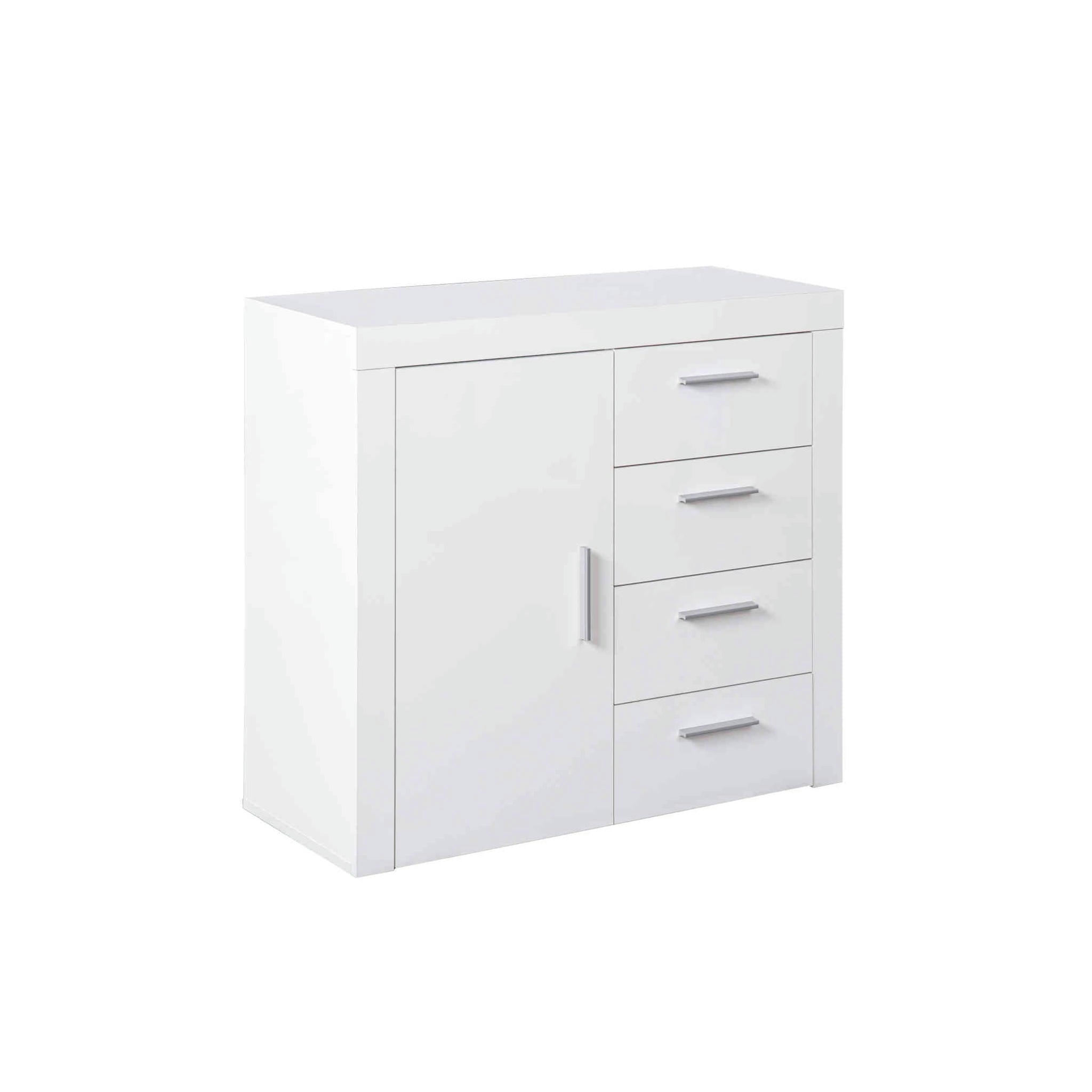 - Commode 1 porte 4 tiroirs en bois blanc