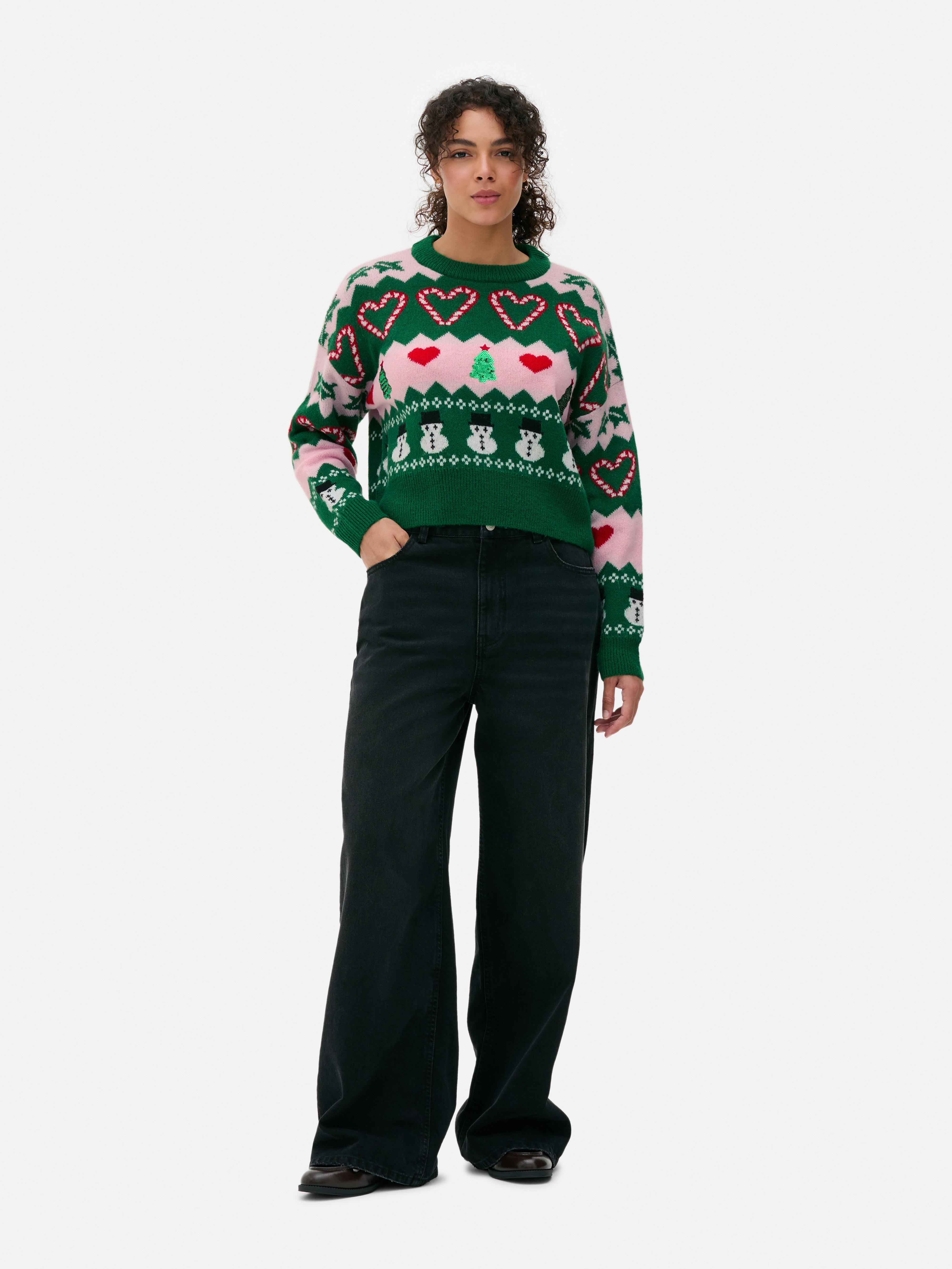 Christmas Green Snowman Sweater