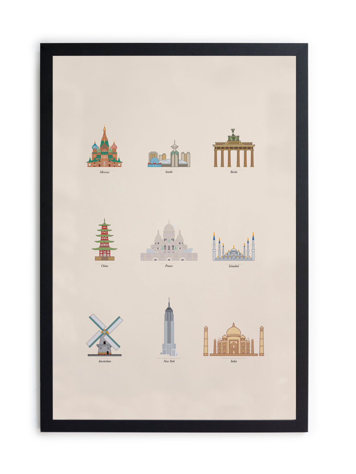 Zwarte lijst met kader 40x30 beroemde iconen