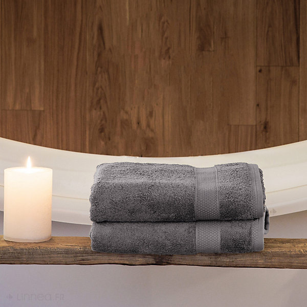 Drap de bain coton 550g/m2 95x140 cm NAÏA gris Ardoise