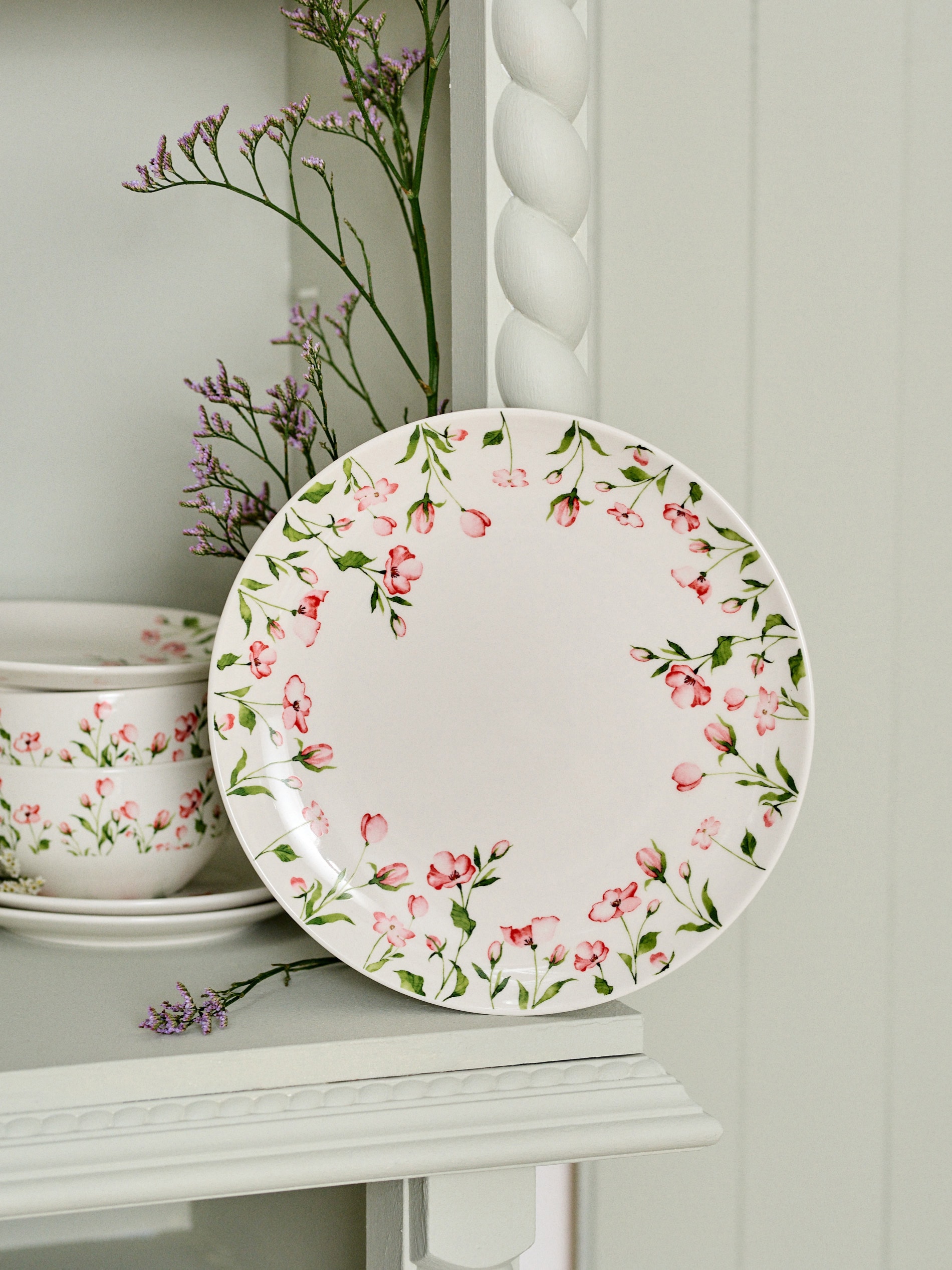 Talerze ceramiczne z kwiatowym rantem 2 pack