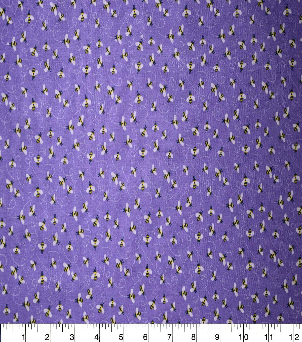 Bees & Swirls on Purple Cotton Fabric by Quilter's Showcase