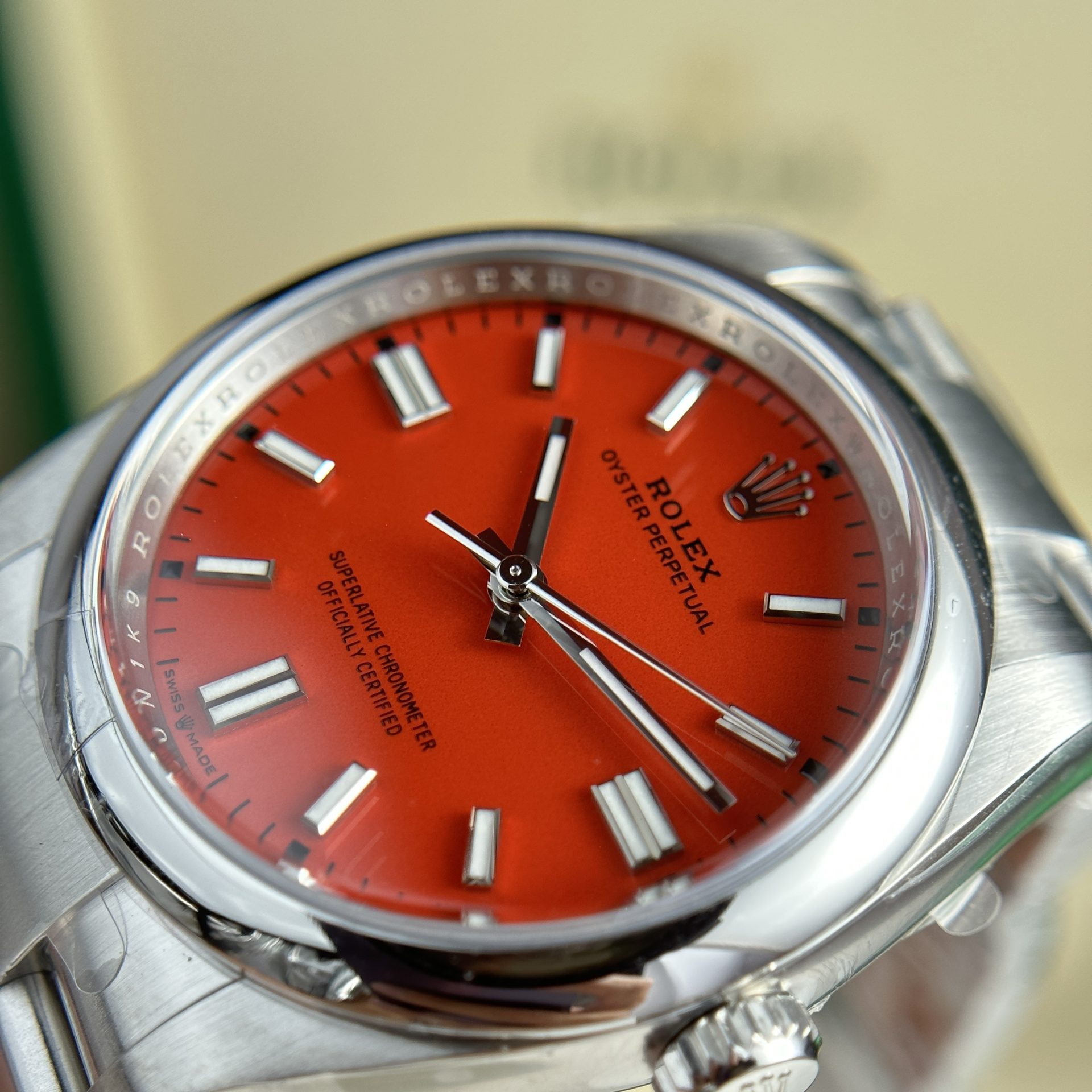 Rolex Oyster Perpetual 126000 904L Steel Red Dial 36mm Oyster Super Clone