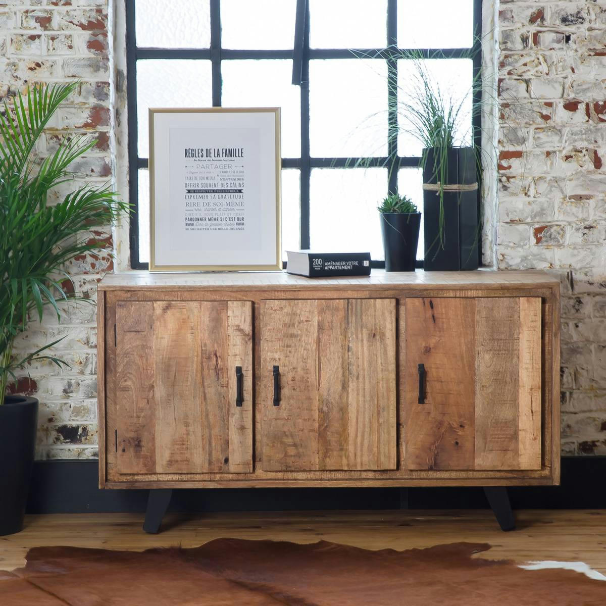 MIM - Buffet en bois marron 137 cm