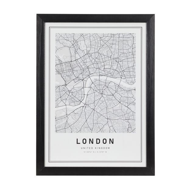QUADRO 28 CM X 38 CM ROAD MAP LONDON