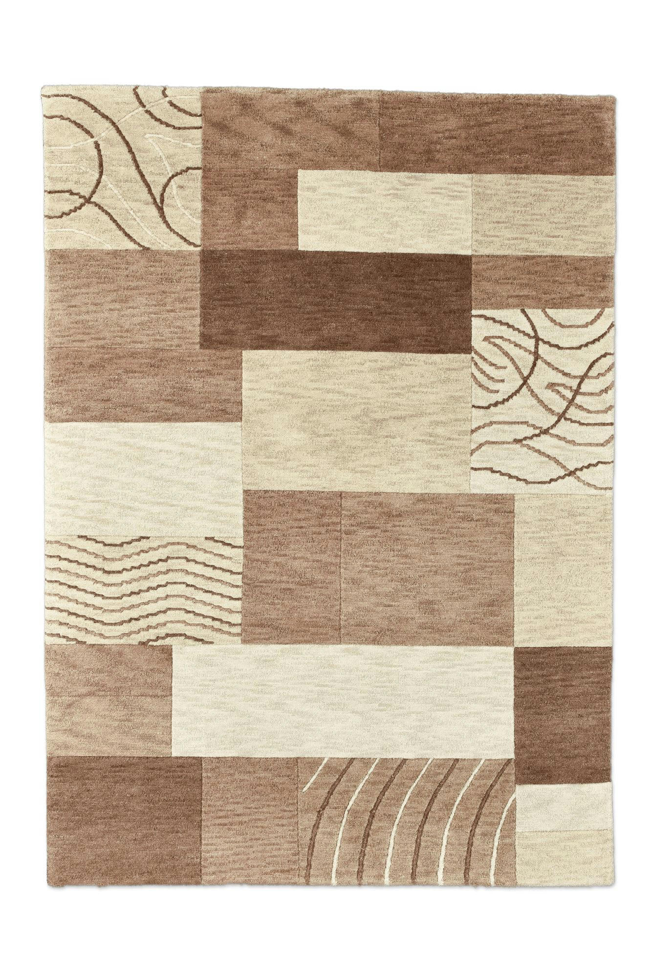 ROYAL DOMAS - Tapis tufté main en laine vierge - marron 170x240 cm