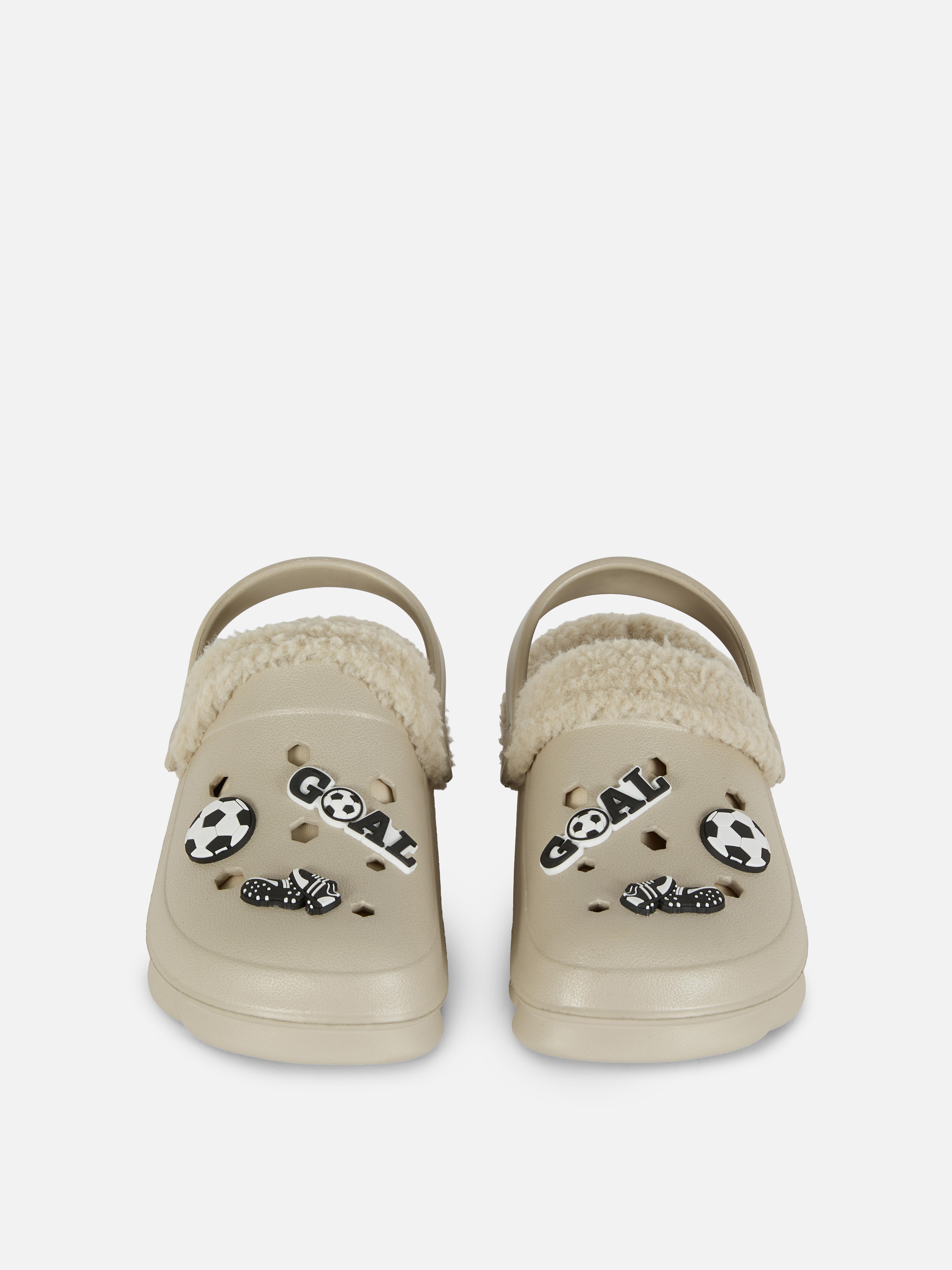 Football Faux Fur Lined Slipper Clogs