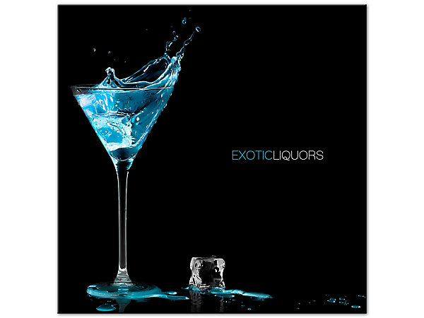 DECLINA, Tableau toile imprimée, déco cuisine, Tableau déco Liqueur Turquoise, 50x50 cm