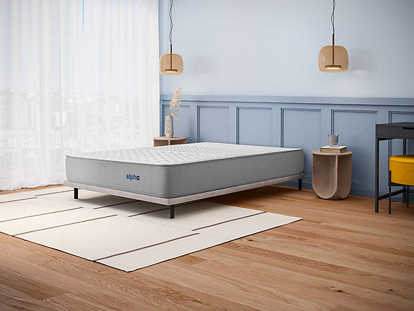 Matelas 135x190 Alpha - Mousse HR - Accueil Blue Latex - épais 30 cm - 7 zones de soutien - Face été/hiver - Confort Ferme