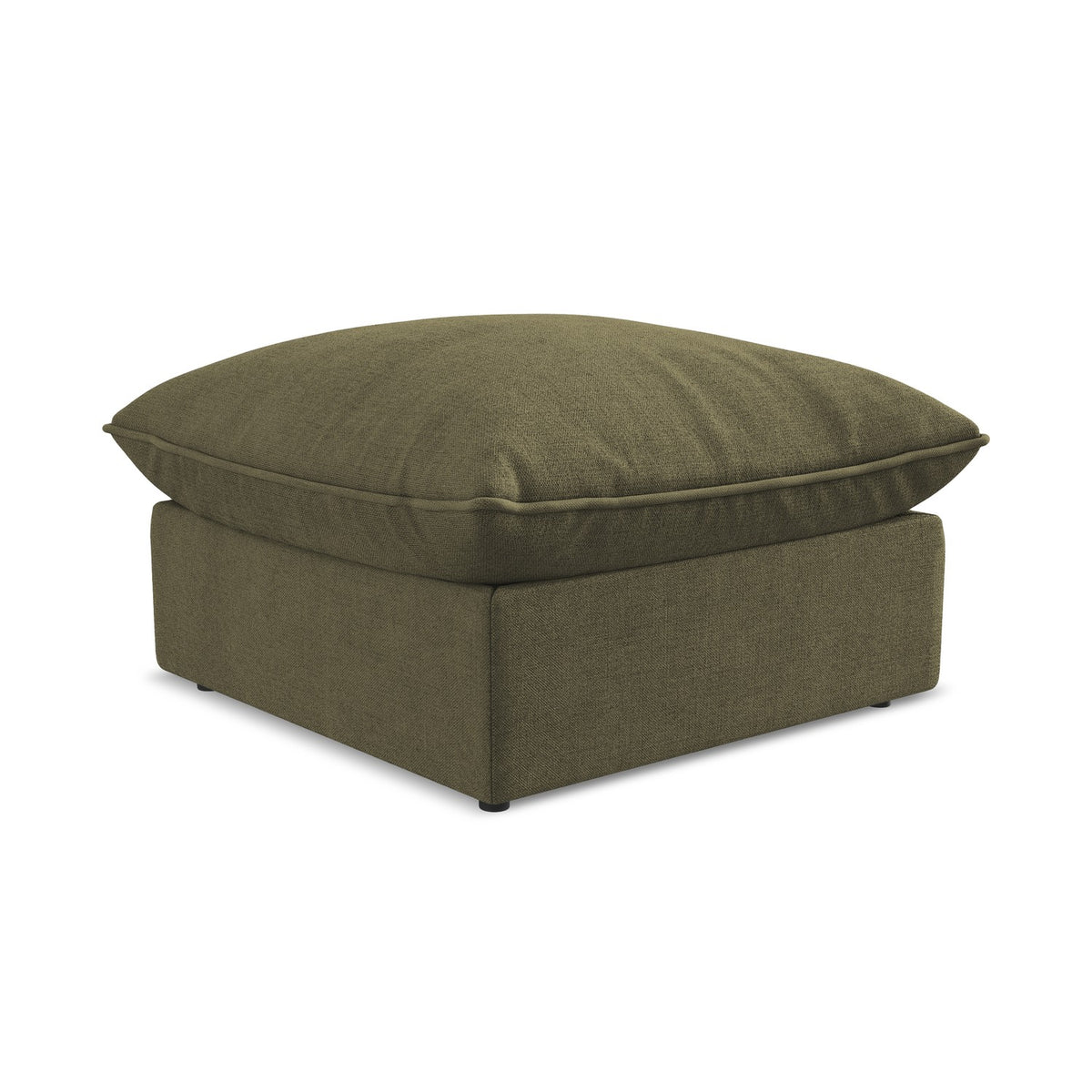 LaMiaSofa Poef Ravenna - textuurstof - olijf - 75x75x45