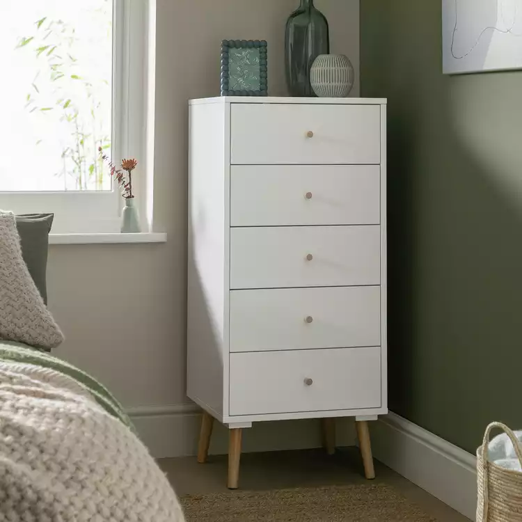 Habitat Otto 5 Drawer Tallboy - White