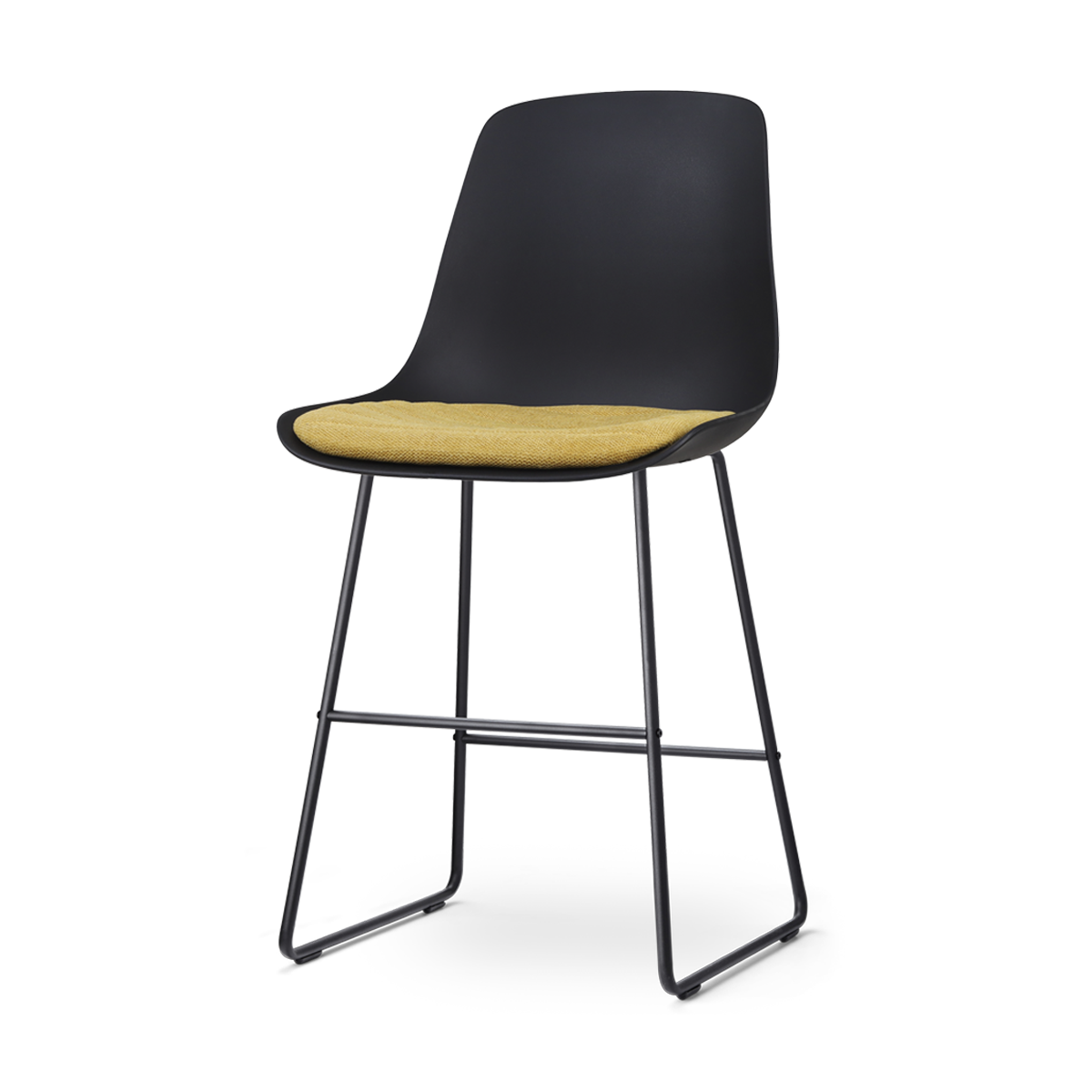 Nolon Nino-Liv Barkruk Zwart - Okergeel Kussen - Zwart Frame - 65cm