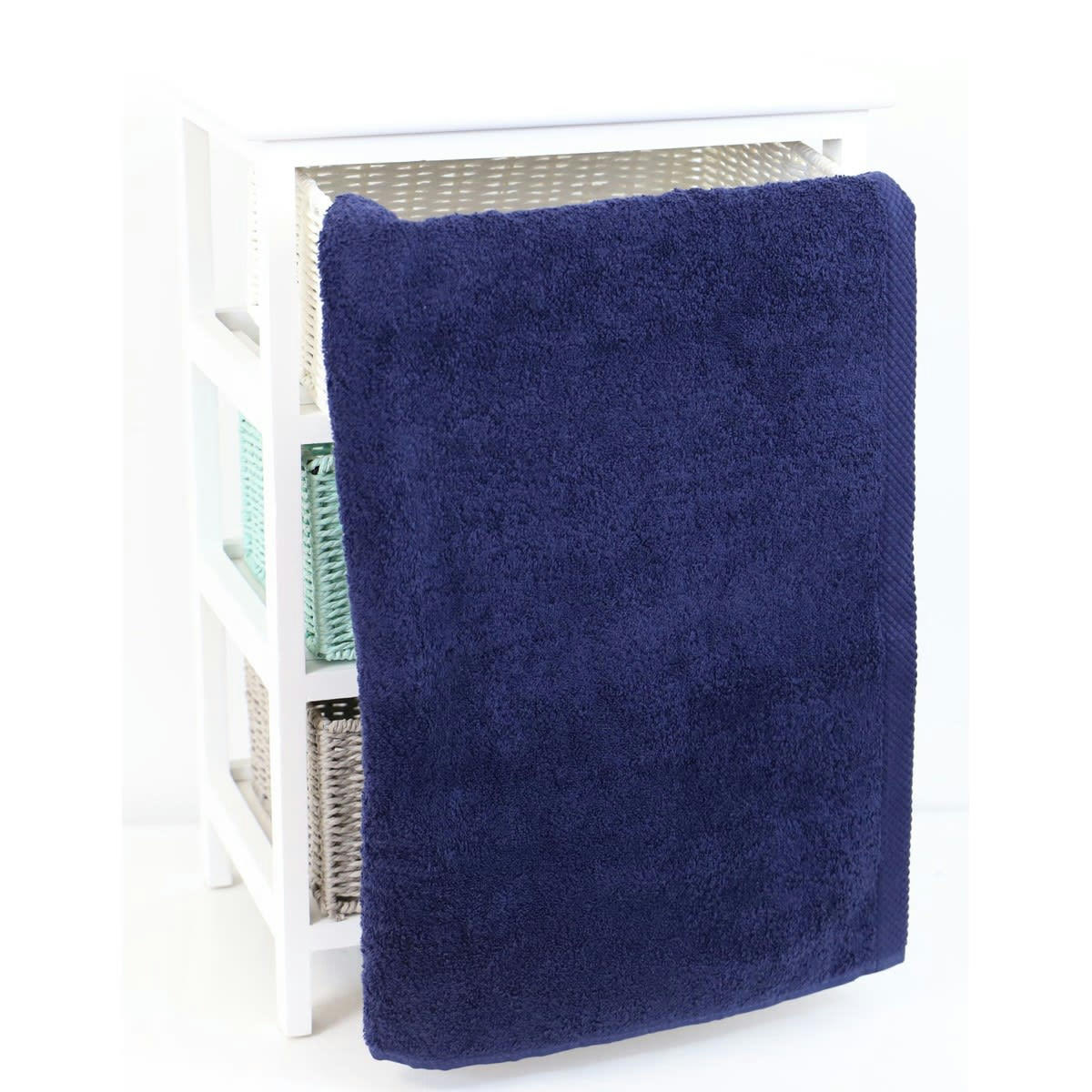 SERVIETTE ESSENTIELLE - Serviette de toilette éponge en coton bleu marine 50x100 cm