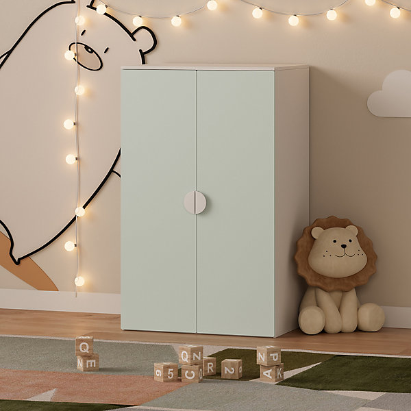 Armoire pour enfants Sandnes 123 x 60 x 40 cm blanc vert menthe en.casa