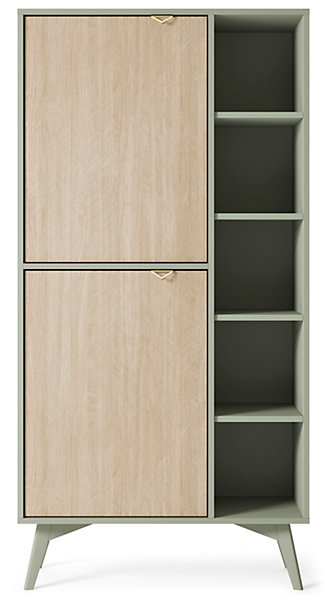 Bibliothèque : Eucalyptus / Chevrons scandi, Pieds Bois, 80 x 160 x 38cm