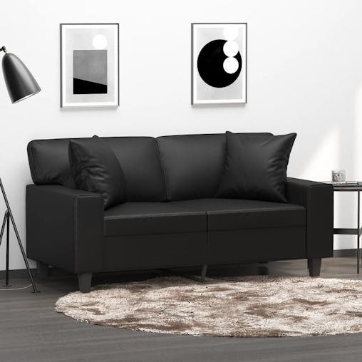 NNEVL Throw Pillows 2 pcs Black 40x40 cm Faux Leather