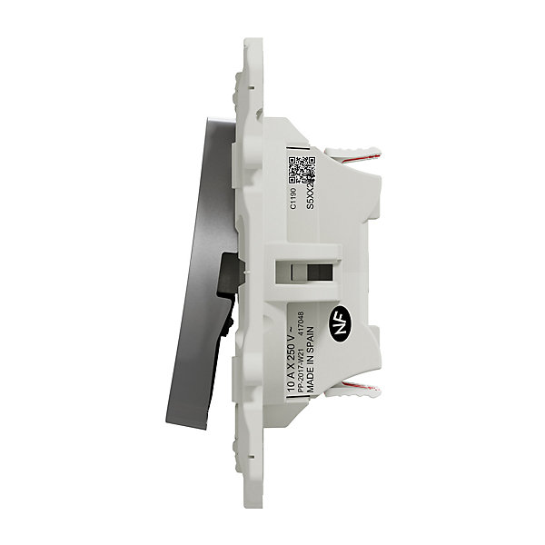 Interrupteur double va-et-vient connexion rapide à vis Schneider Electric Odace aluminium