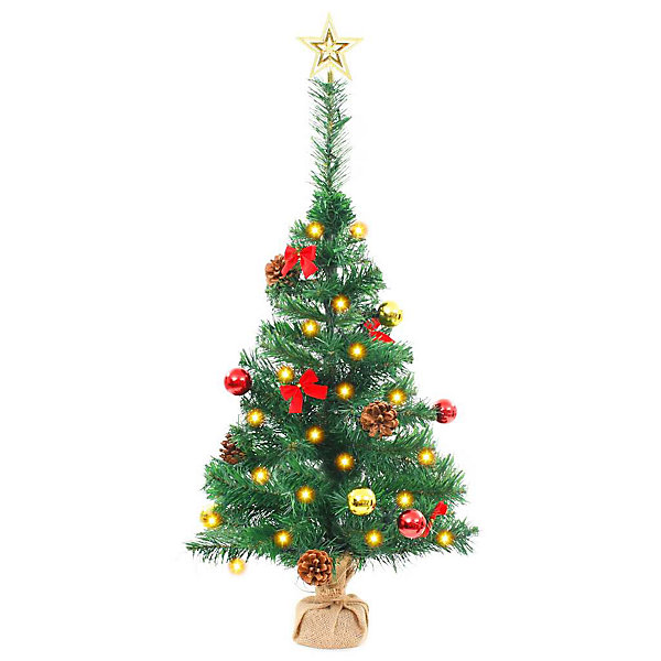 Arbre de Noël artificiel pré-éclairé avec boules vert 64 cm vidaXL