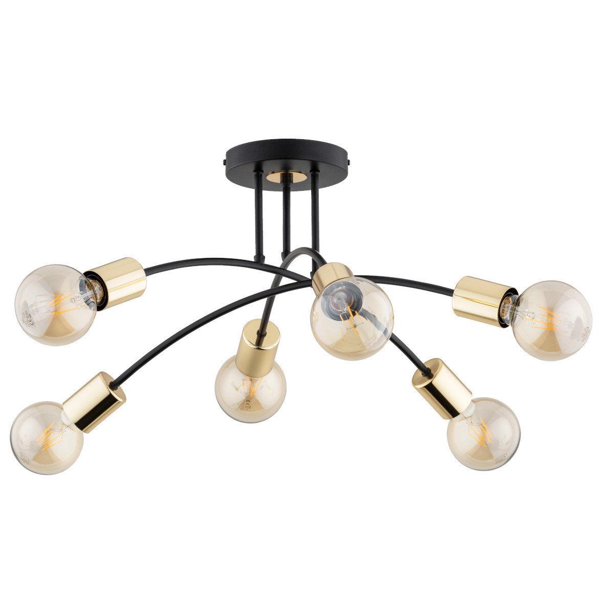 Lampa sufitowa czarno-złota TILAN 6xE27x15W wym: 30x65x65 cm Alfa
