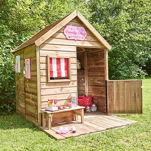 Cabane en bois traité avec terrasse et banc HEIDI
