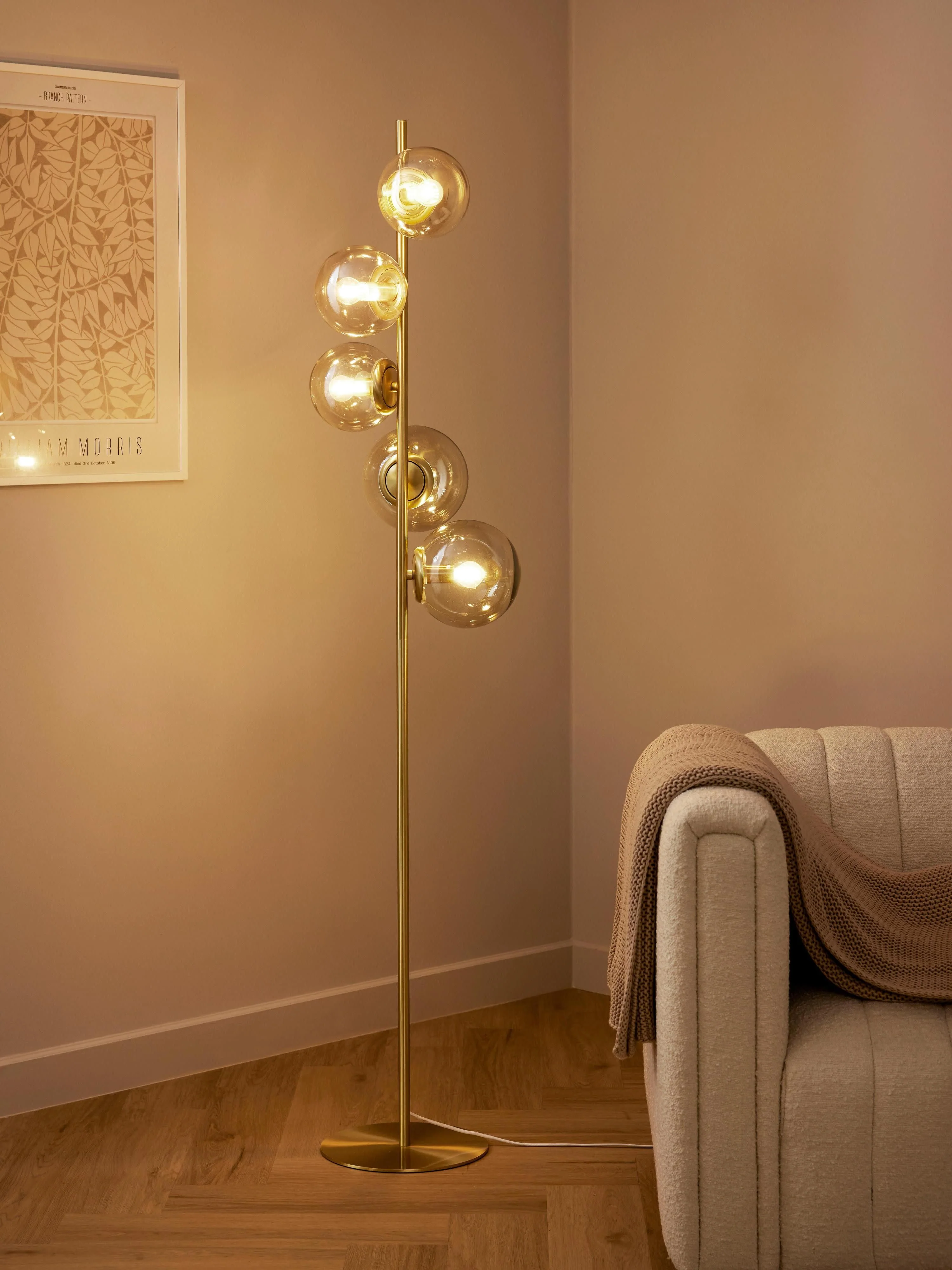 Industrial-Stehlampe Casey aus Glas