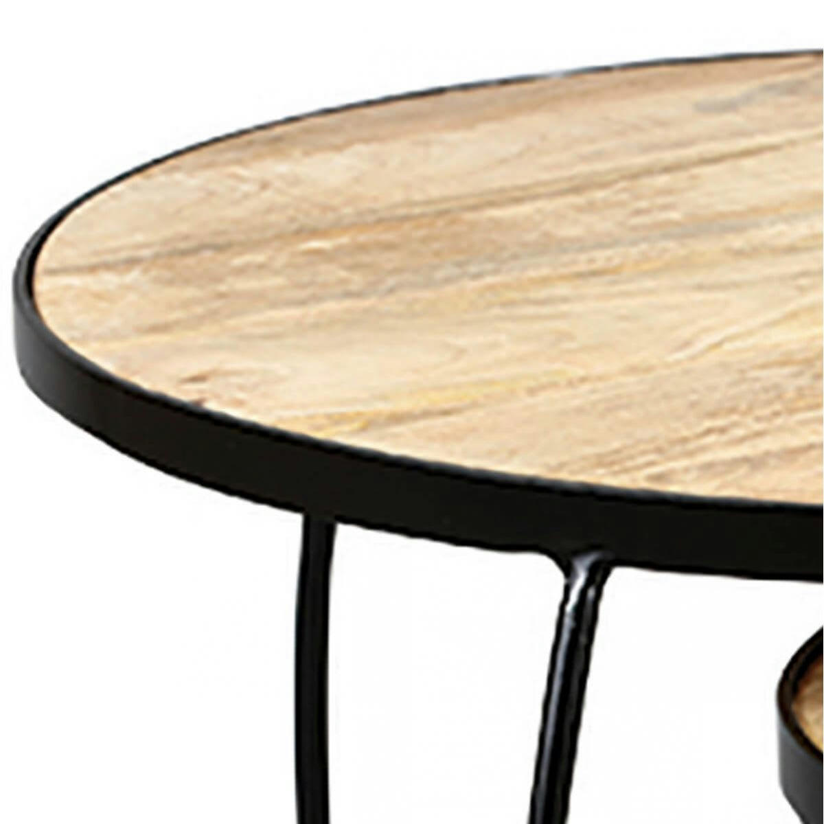 GIZEM - Lot  de 2 tables basses gigognes métal et bois