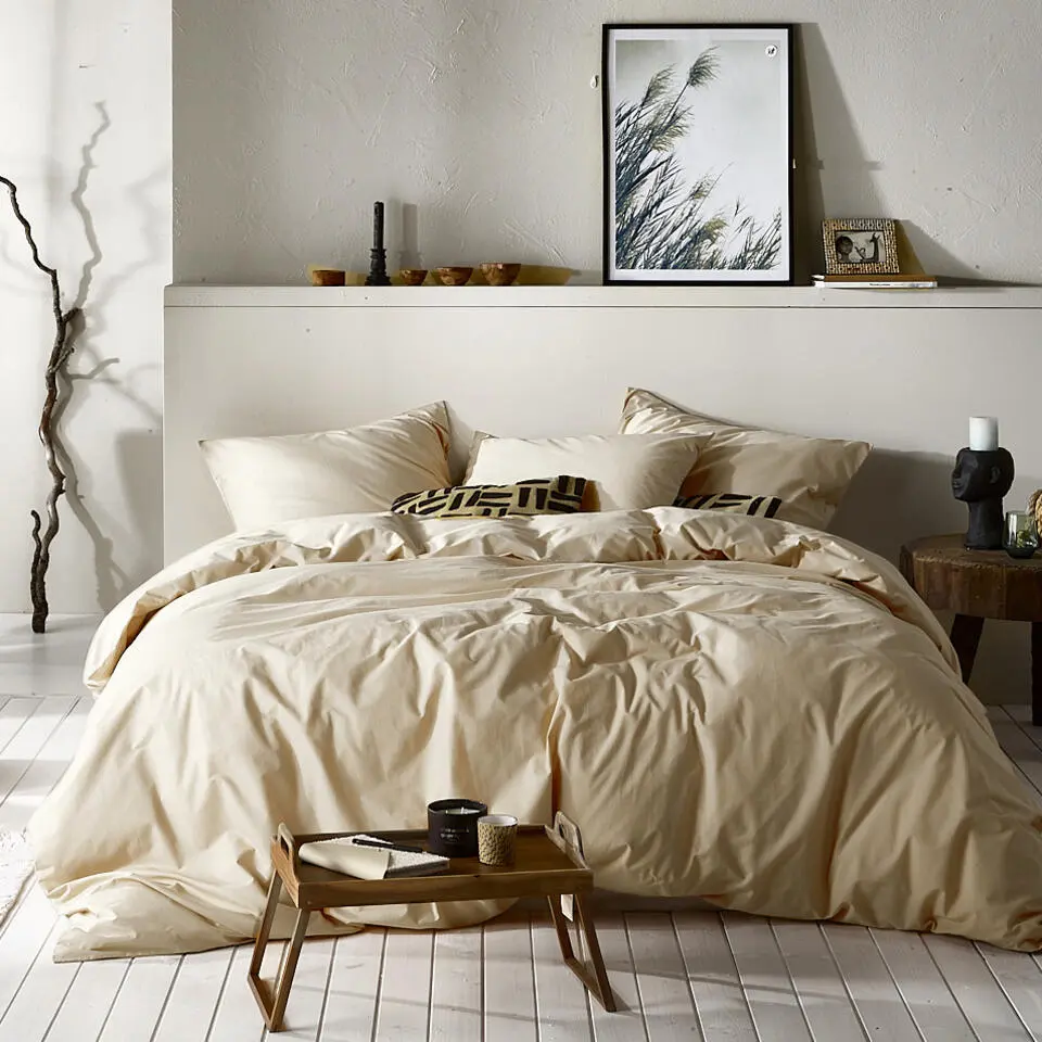 Moodit Dekbedovertrek Basil Sand - Hotelmaat - 260 x 240 cm - Katoen