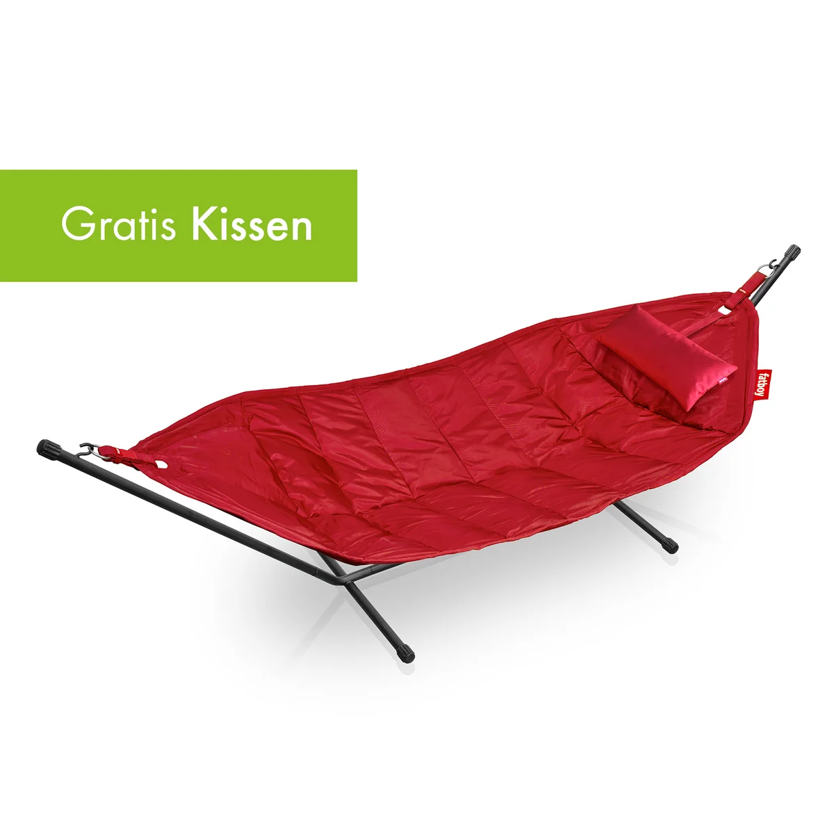 Fatboy - Aktionsset: Headdemock   gratis Kissen, Gestell schwarz / rot