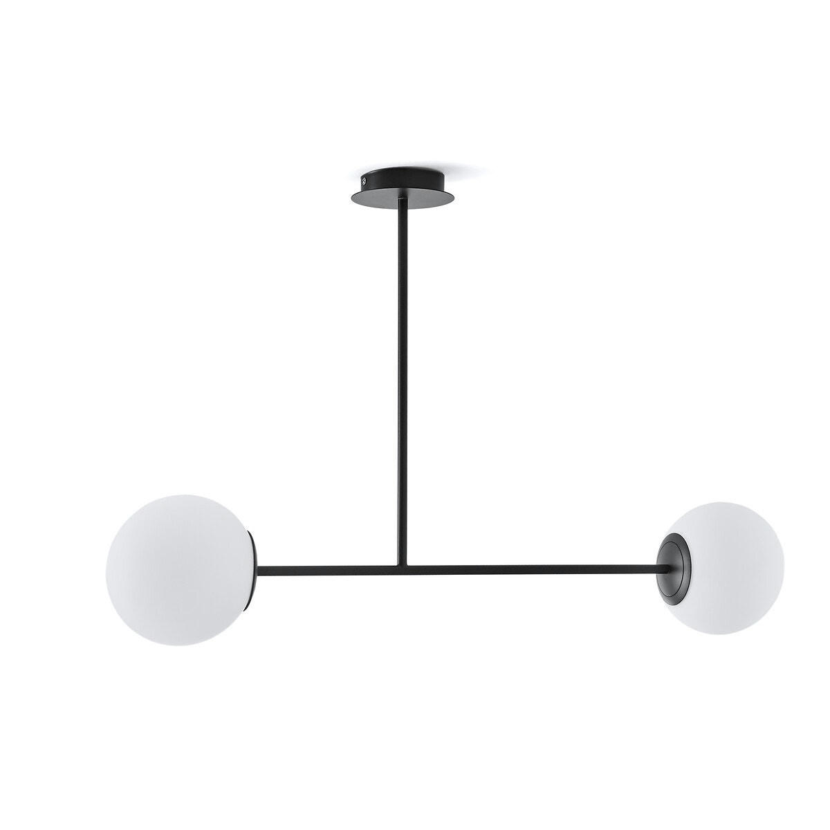 Suspension métal acier et verre opaline, Atea