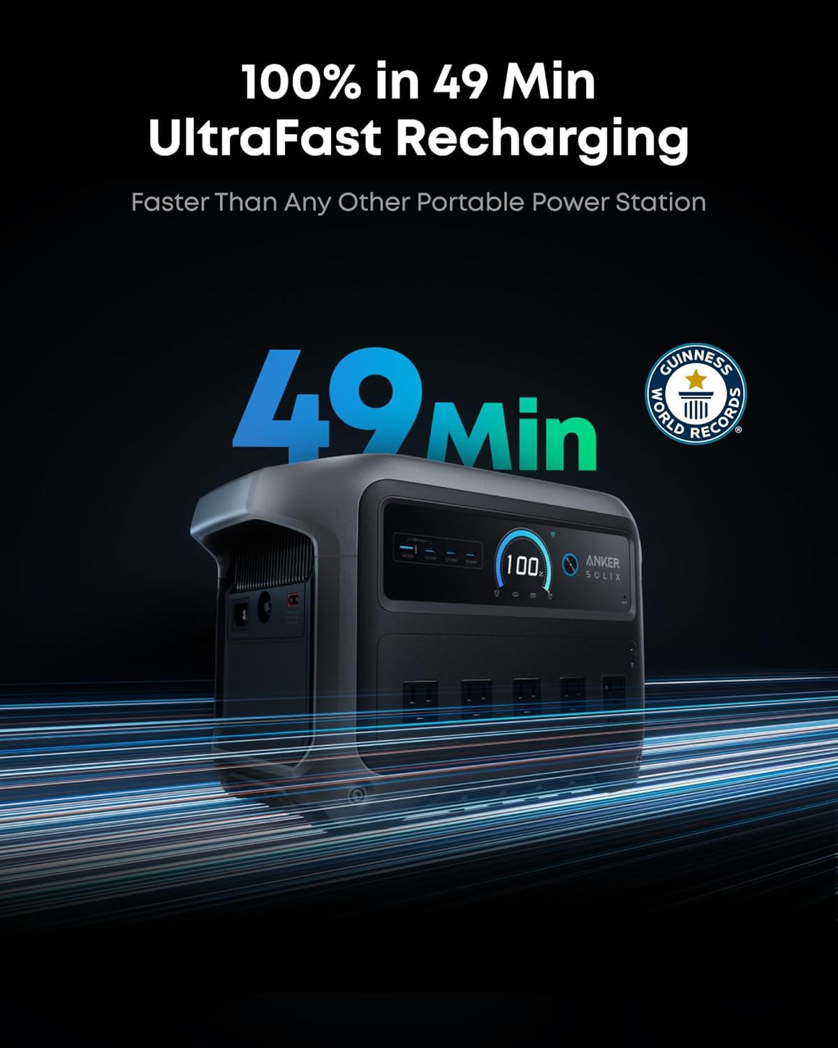 Anker SOLIX C1000 Gen 2 Portable Power Station  2 000W (Peak 3 000W) Solar Generator  Full Charge in 49 Min  1 024Wh LiFePO4 Battery for Home Backup  Power Outages  and Camping (Optional Solar Panel)