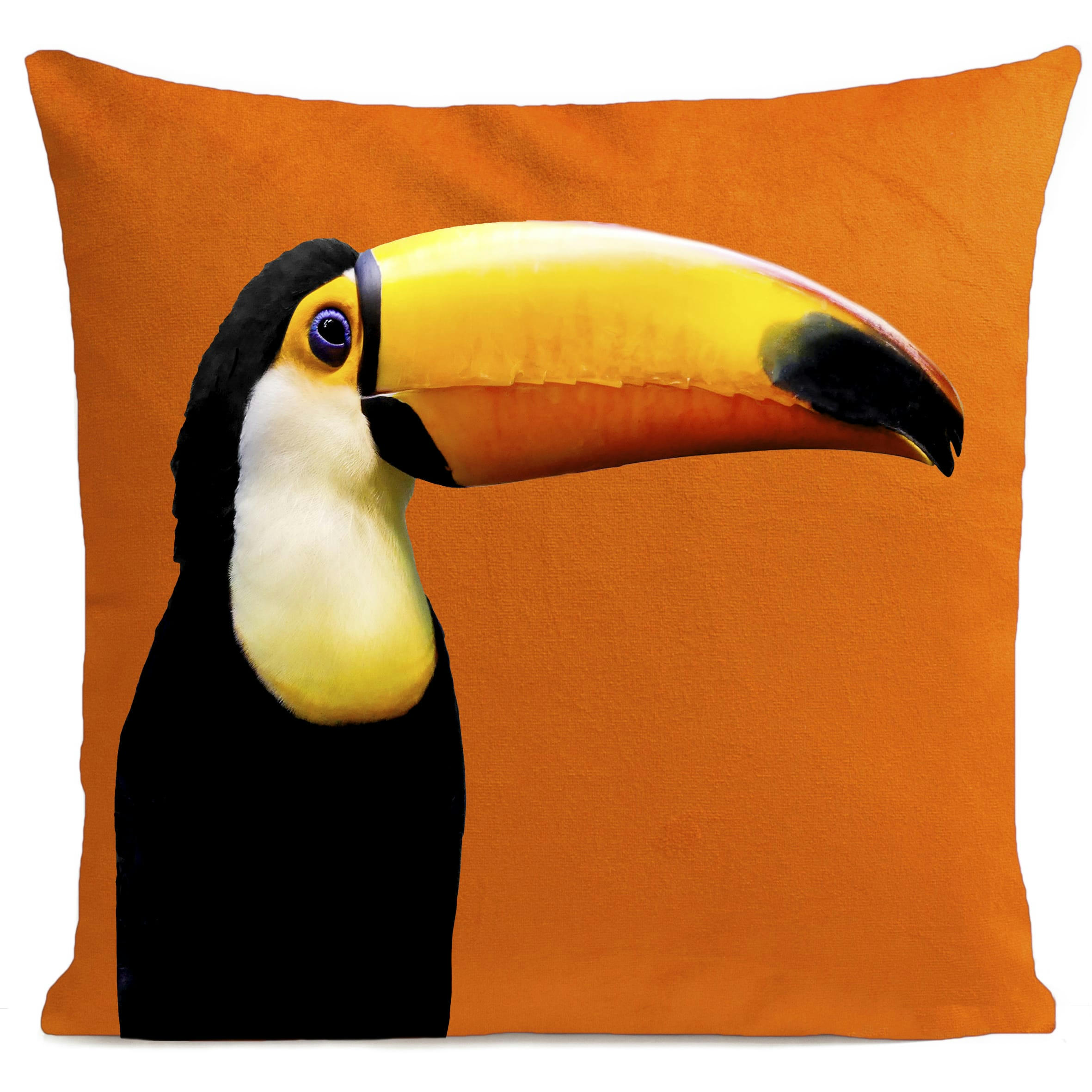 - Coussin tropical toucan suédine orange 40x40cm