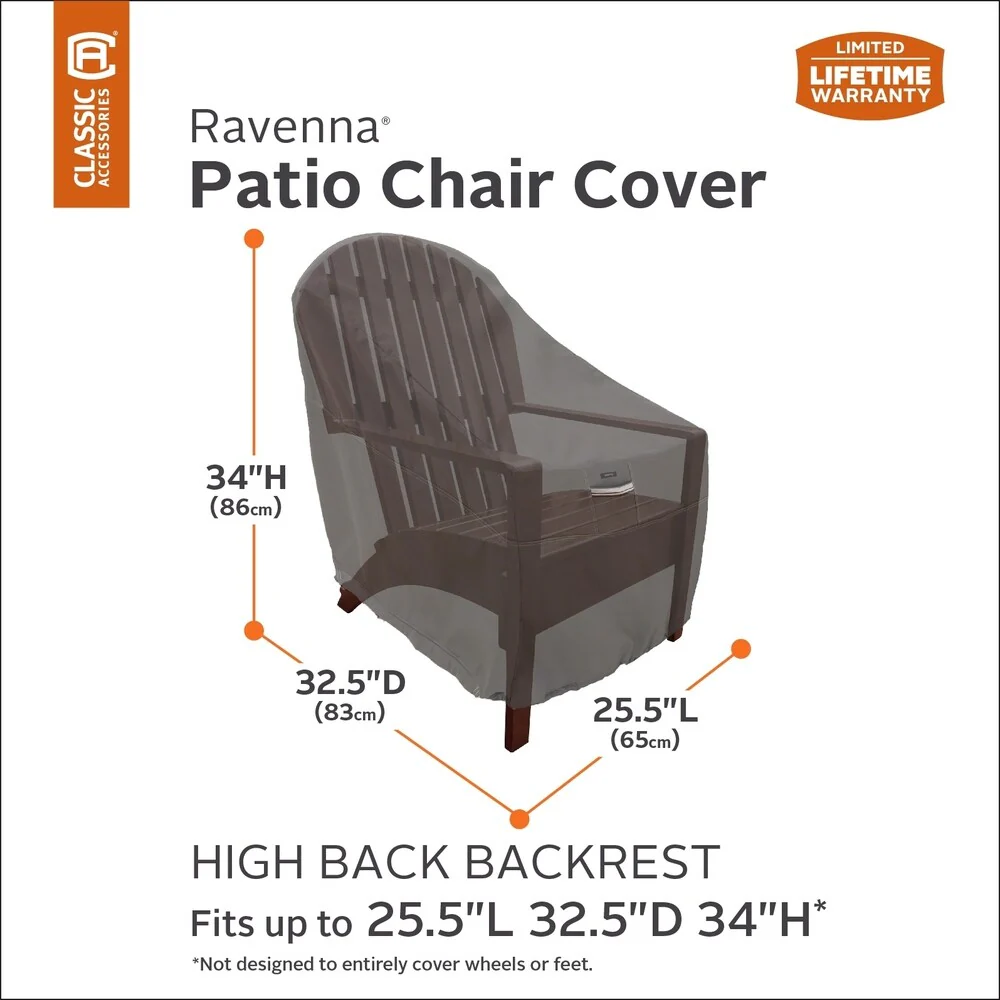 Classic Accessories Ravenna Water-Resistant 25.5 Inch High Back Patio Chair Cover