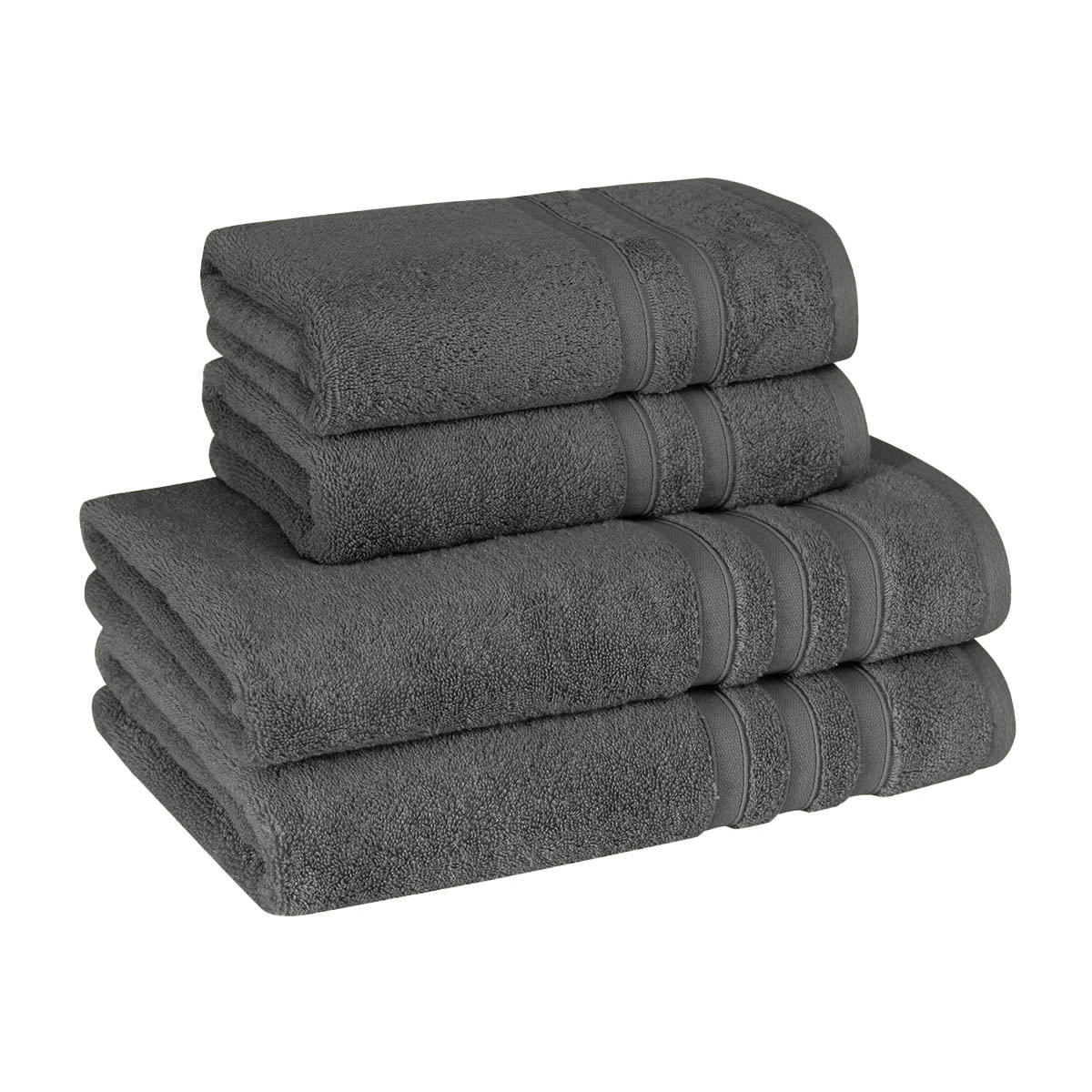 SENSILK - Ensemble de bain 4 pièces en coton/modal Anthracite